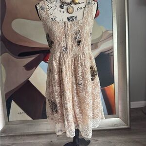 Zara Trafaluc Vintage Bohemian Cottage romantic Whimsy Victorian dress medium